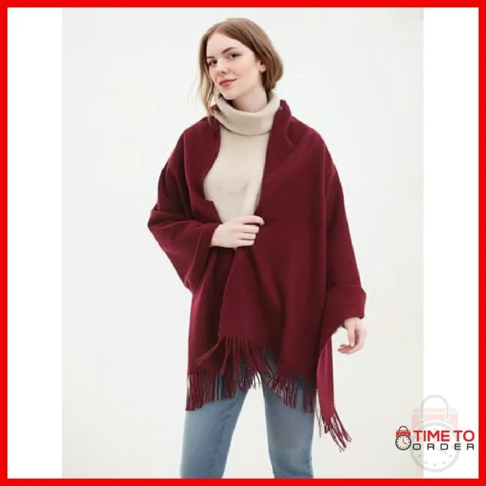 Large Thick Wool Pashmina Shawl Travel Blanket Scarf Winter Wrap